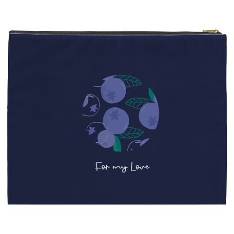 Personalized Fruit Couple Photo Names Cosmetic Bag By Katy Back
