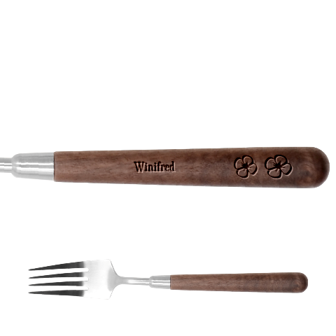 Personalized Flower Name Stainless Steel Fork With Wooden Handle  By Katy Fork