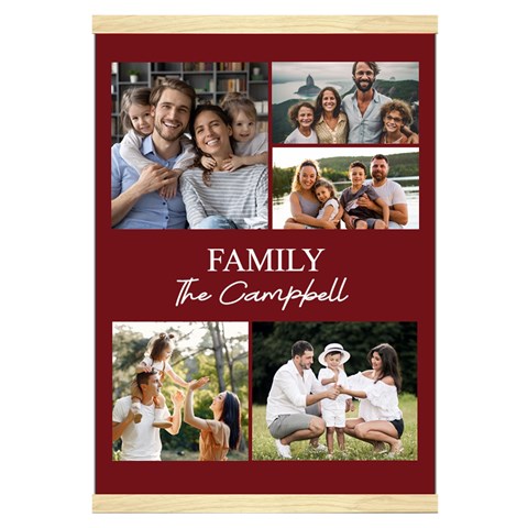 Personalized 5 Photos Family Name Hanging Canvas Print By Joe Front