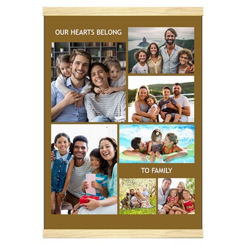 Personalized 7 Photos Our Hearts Belong To Family Hanging Canvas Print By Joe Front