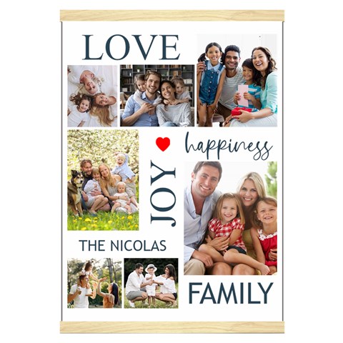 Personalized 7 Photos Family Name Hanging Canvas Print By Joe Front