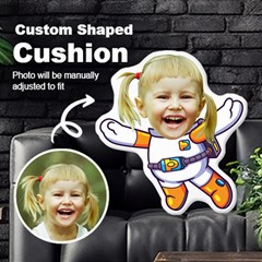 Personalized Head with Astronaut Cartoon Style Custom Shaped Cushion - Cut To Shape Cushion