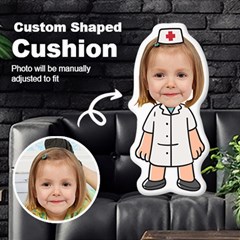 Personalized Photo in Nurse Cartoon Style Custom Shaped Cushion - Cut To Shape Cushion