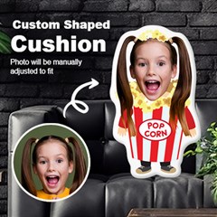 Personalized Photo in Popcorn Fast Food Style Custom Shaped Cushion - Cut To Shape Cushion