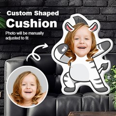 Personalized Photo in Dabbing Zebra Cartoon Style Custom Shaped Cushion - Cut To Shape Cushion