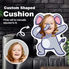 Personalized Photo in Dabbing Eleghant Cartoon Style Custom Shaped Cushion - Cut To Shape Cushion