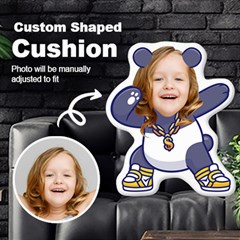 Personalized Photo in Dabbing Panda Cartoon Style Custom Shaped Cushion - Cut To Shape Cushion