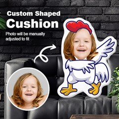 Personalized Photo in Dabbing Chicken Cartoon Style Custom Shaped Cushion - Cut To Shape Cushion