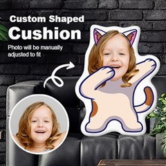 Personalized Photo in Dabbing Cat Cartoon Style Custom Shaped Cushion - Cut To Shape Cushion