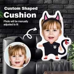 Personalized Photo in Halloween Cat Devil Cartoon Style Custom Shaped Cushion - Cut To Shape Cushion