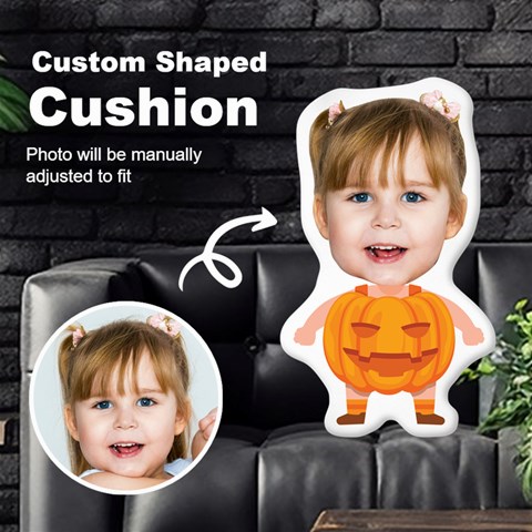 Personalized Photo In Halloween Pumpkin Monster Style Custom Shaped Cushion By Joe Front