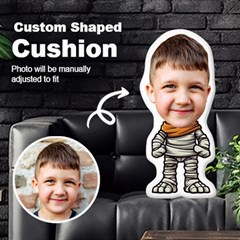Personalized Photo in Halloween Mummy Cartoon Style Custom Shaped Cushion - Cut To Shape Cushion
