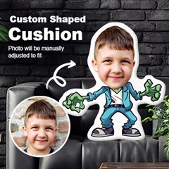 Personalized Photo in Halloween Zombie Cartoon Style Custom Shaped Cushion - Cut To Shape Cushion