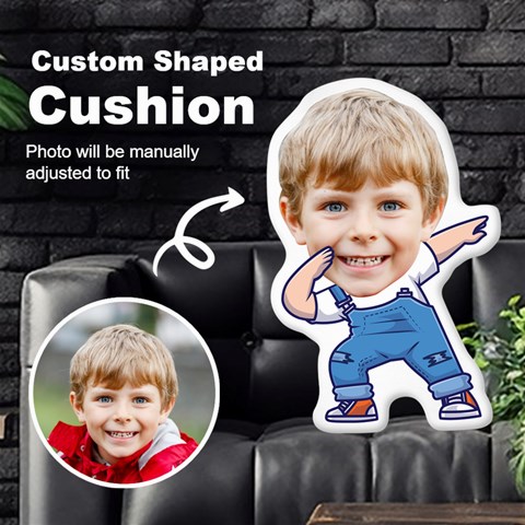 Personalized Photo In Dabbing Kid Cartoon Style Custom Shaped Cushion By Joe Front
