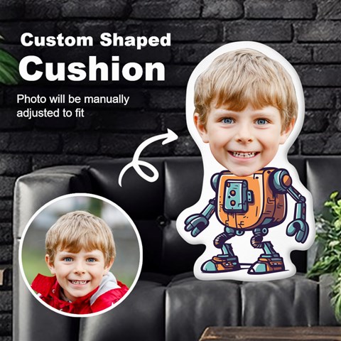 Personalized Photo In Robot Cartoon Style Custom Shaped Cushion By Joe Front