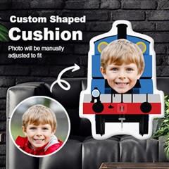Personalized Photo in Train head Cartoon Style Custom Shaped Cushion - Cut To Shape Cushion