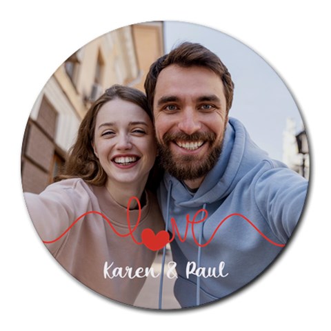 Personalized Love Line Photo Round Mousepad By Katy Front
