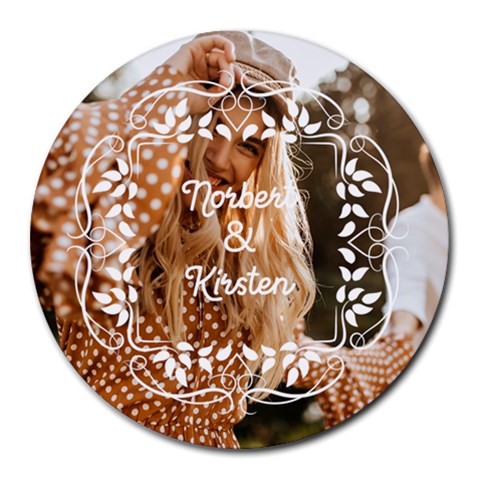 Personalized Frame Photo Round Mousepad By Katy Front