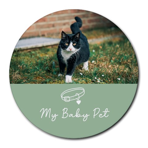 Personalized Pet Name Photo Round Mousepad By Katy Front