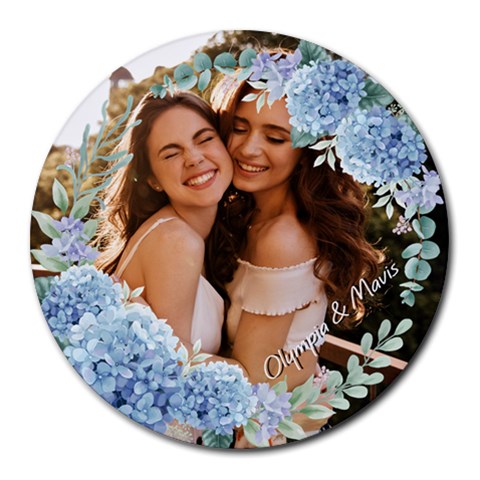 Personalized Flower Photo Round Mousepad By Katy Front