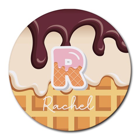 Personalized Ice Cream Name Round Mousepad By Katy Front