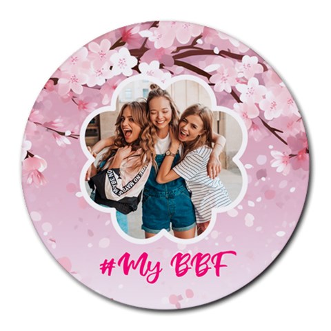 Personalized Cherry Bloom Photo Name Round Mousepad By Katy Front