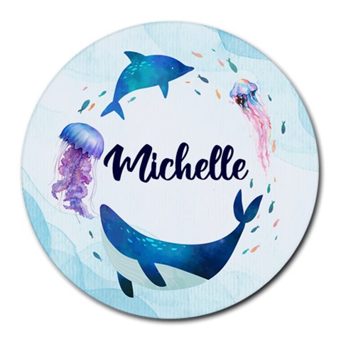 Personalized Sea Name Round Mousepad By Katy Front