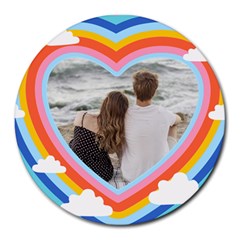 Personalized Rainbow Heart Photo Round Mousepad