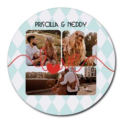 Personalized Love Line Photo Name Round Mousepad