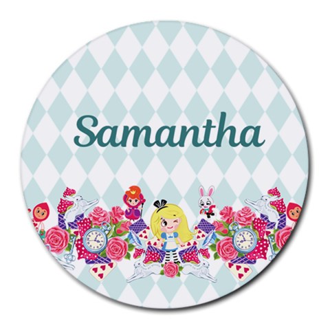 Personalized Alice In Wonderland Name Round Mousepad By Katy Front