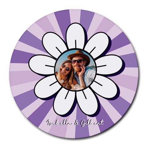 Personalized Flower Photo Name Round Mousepad By Katy Front