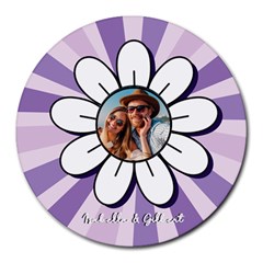 Personalized Flower Photo Name Round Mousepad