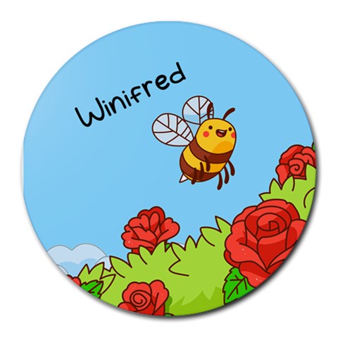 Personalized Bee Name Round Mousepad By Katy Front