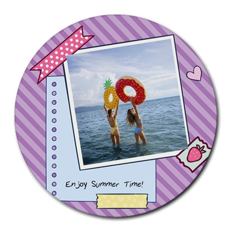 Personalized Memo Style Photo Name Round Mousepad By Katy Front