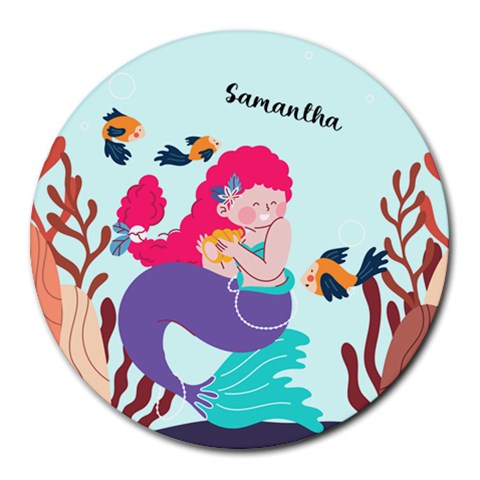 Personalized Mermaid Name Round Mousepad By Katy Front