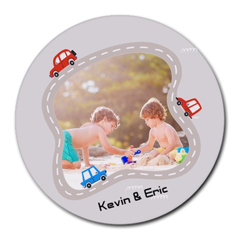 Personalized Car Photo Name Round Mousepad By Katy Front