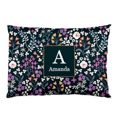Personalized Floral Pattern Initial Name Pillow Case