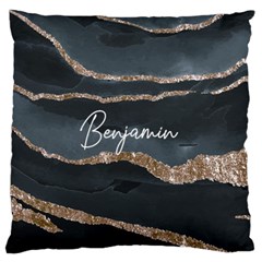 Personalized Gold Glitter Marble Name Any Text Large Cushion Case - Large Cushion Case (One Side)