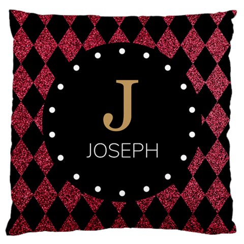 Personalized Glitter Diamond Pattern Initial Name Large Cushion Case By Joe Front