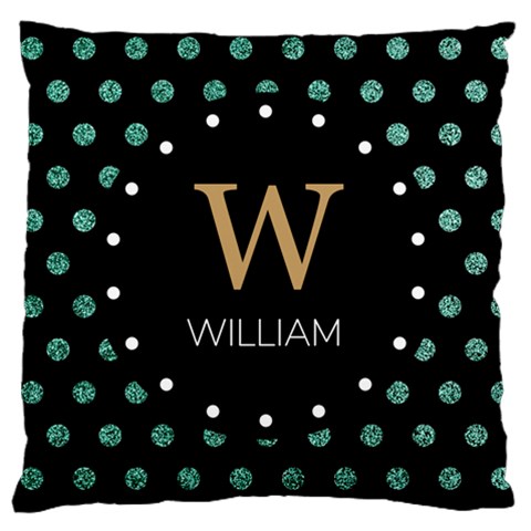 Personalized Glitter Dot Initial Name Large Cushion Case By Joe Front