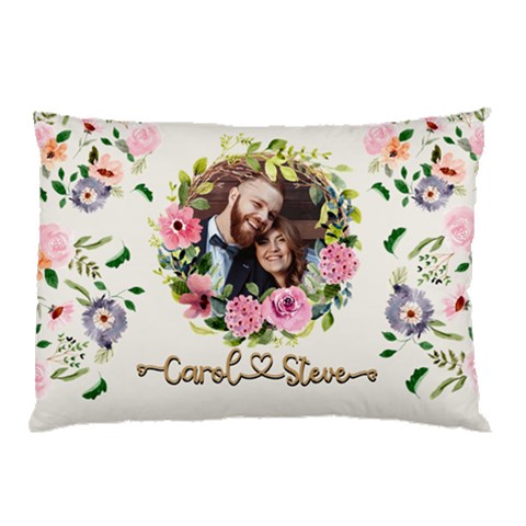 Personalized Floral Wreath Love Photo Name Pillow Case By Joe Front