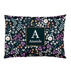 Personalized Floral Pattern Initial Name Pillow Case - Pillow Case (Two Sides)