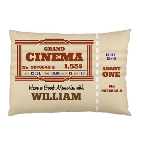 Personalized Retro Cinema Ticket Have A Good Memories With Name Pillow Case By Joe 26.62 x18.9  Pillow Case