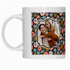 Personalized Floral Pattern Photo Couple Name Mug - White Mug