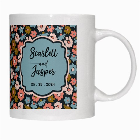 Personalized Floral Pattern Photo Couple Name Mug By Joe Right