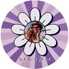 Personalized Flower Photo Name Round Tile Coaster - UV Print Round Tile Coaster