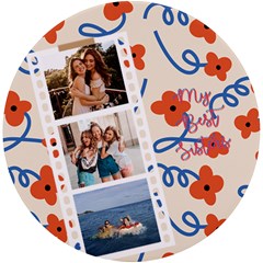 Personalized Red Flower Photo Name Round Tile Coaster - UV Print Round Tile Coaster