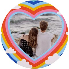 Personalized Rainbow Heart Name Photo Round Tile Coaster - UV Print Round Tile Coaster