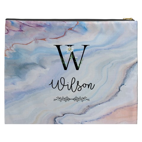 Personalized Initial Name Color Marble Cosmetic Bag By Joe Back