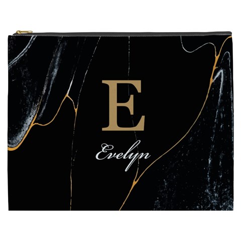 Personalized Initial Name Marble Cosmetic Bag By Joe Front